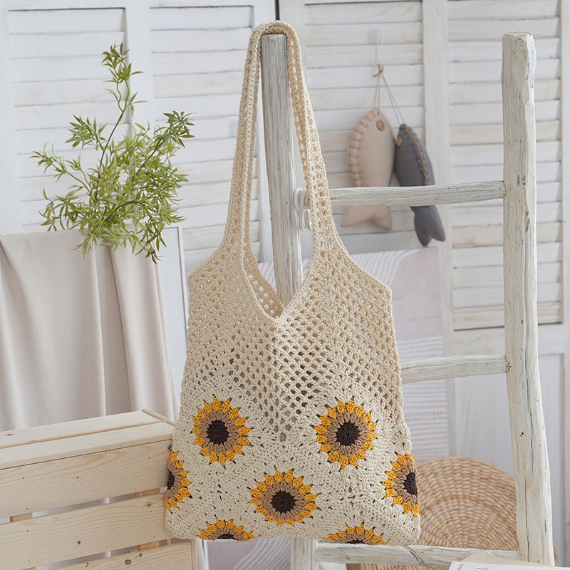Handcrafted Jute Bag with Colorful Flower Pattern Kalsten