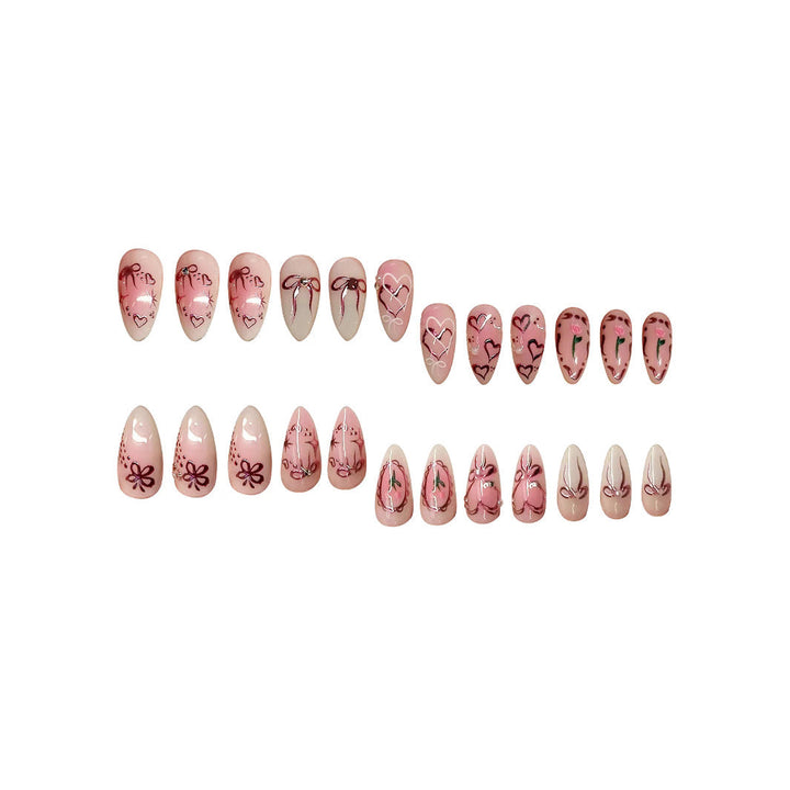 Decorative Heart-Themed Press-On Nail Art Kalsten