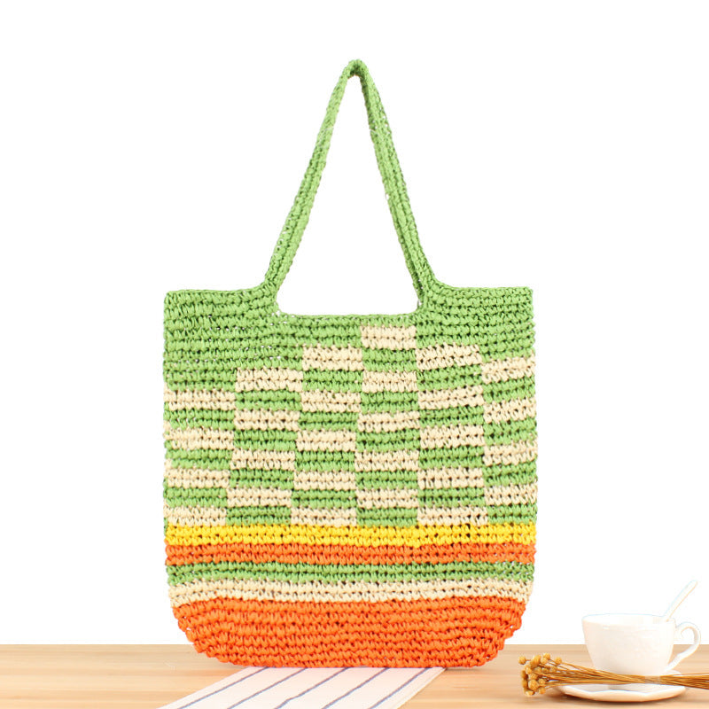 Large straw shopper with creative striped patterns Kalsten