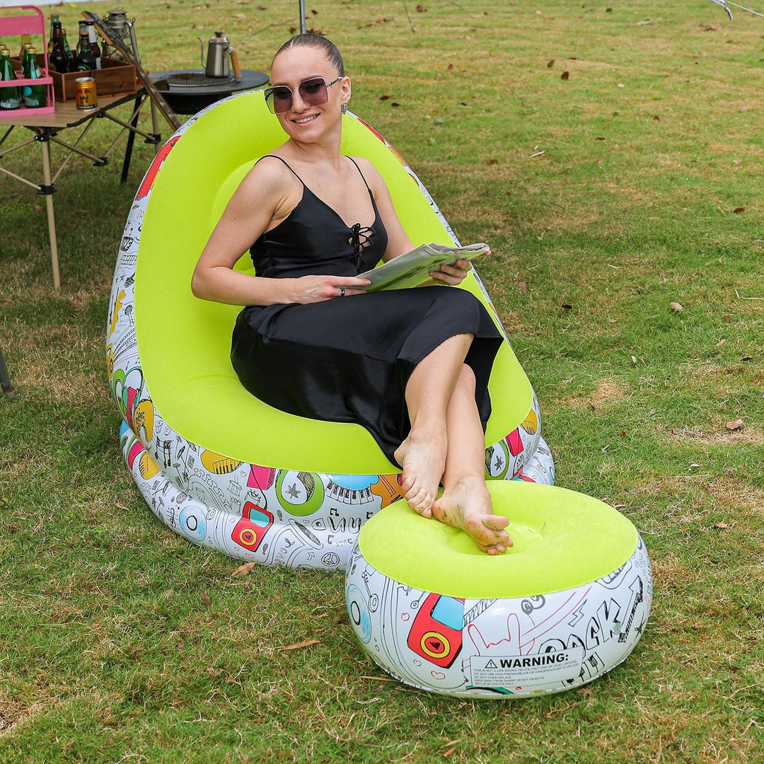 Women's Inflatable Comfort Bean Bag Chair with Footrest Kalsten