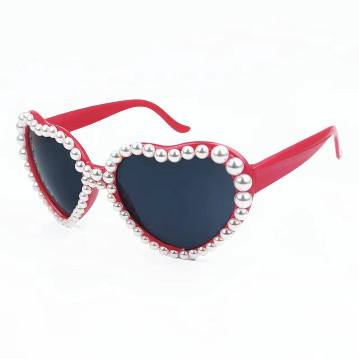 Women's Heart-Shaped Sunglasses with Glitter Stone Trim Kalsten