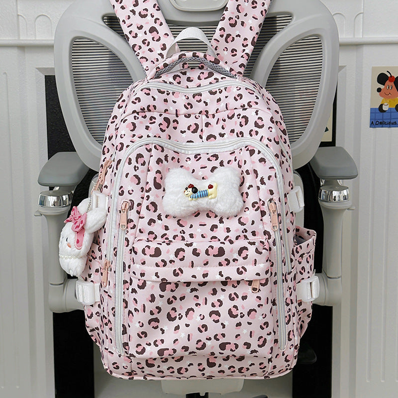 Multi-Functional Leopard Print School Backpack