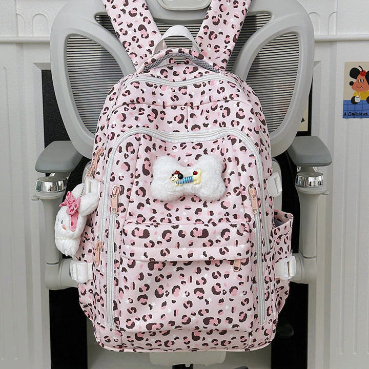 Multi-Functional Leopard Print School Backpack