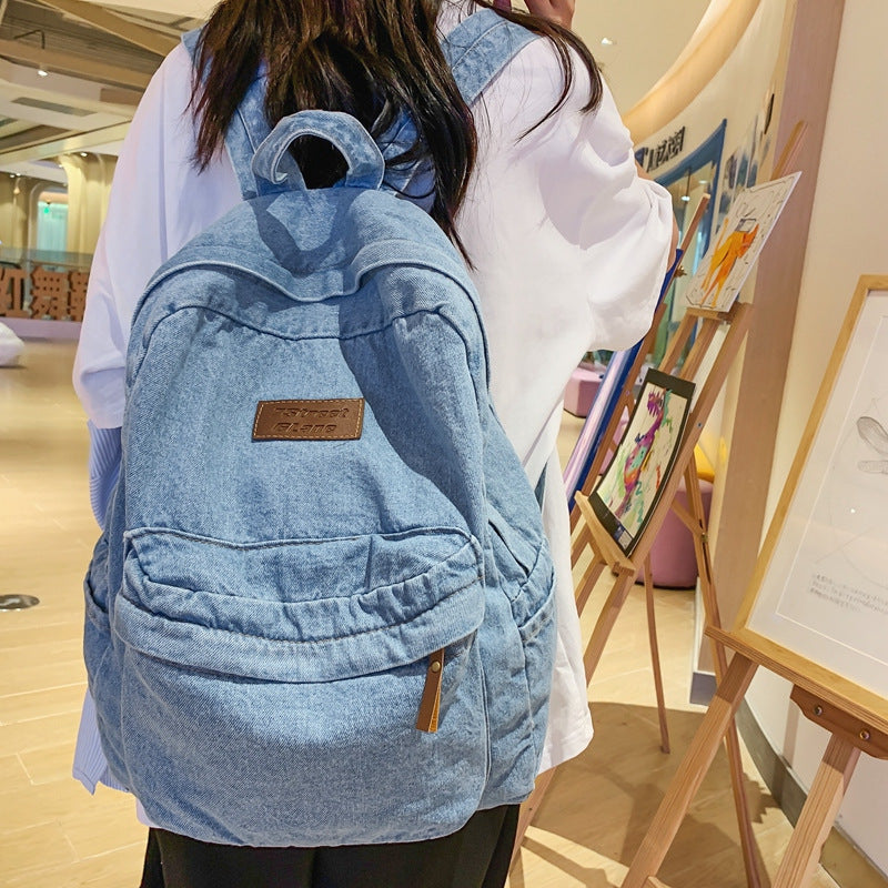 Denim Travel School Backpack Kalsten