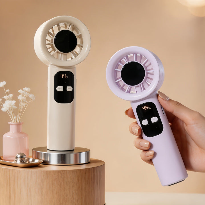 Ladies Portable Hand Fan with LCD Display and USB Connection Kalsten