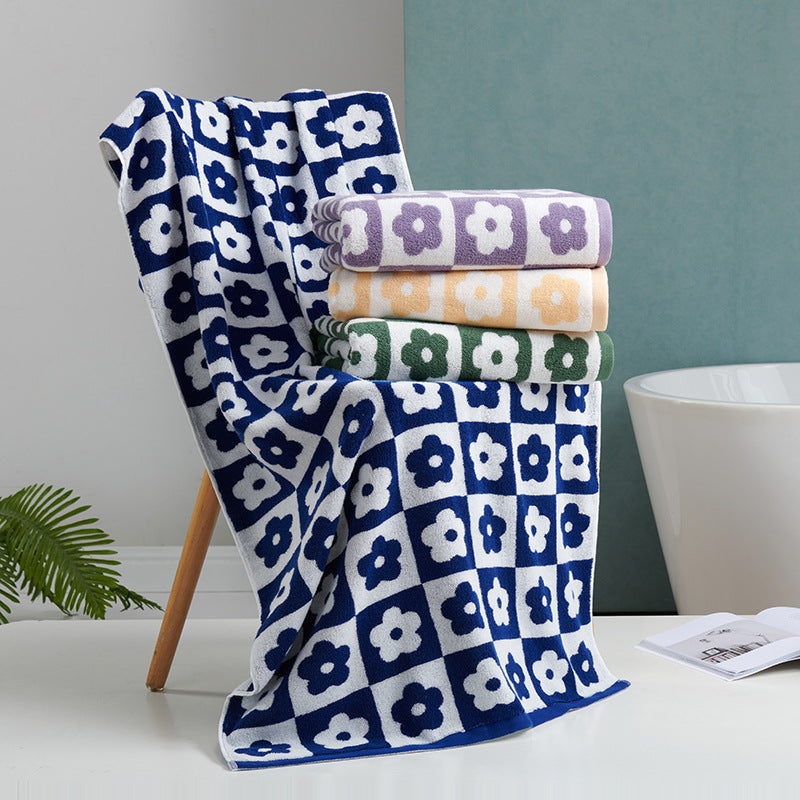 Women's Luxurious Terry Bath Towel with Floral Pattern Kalsten