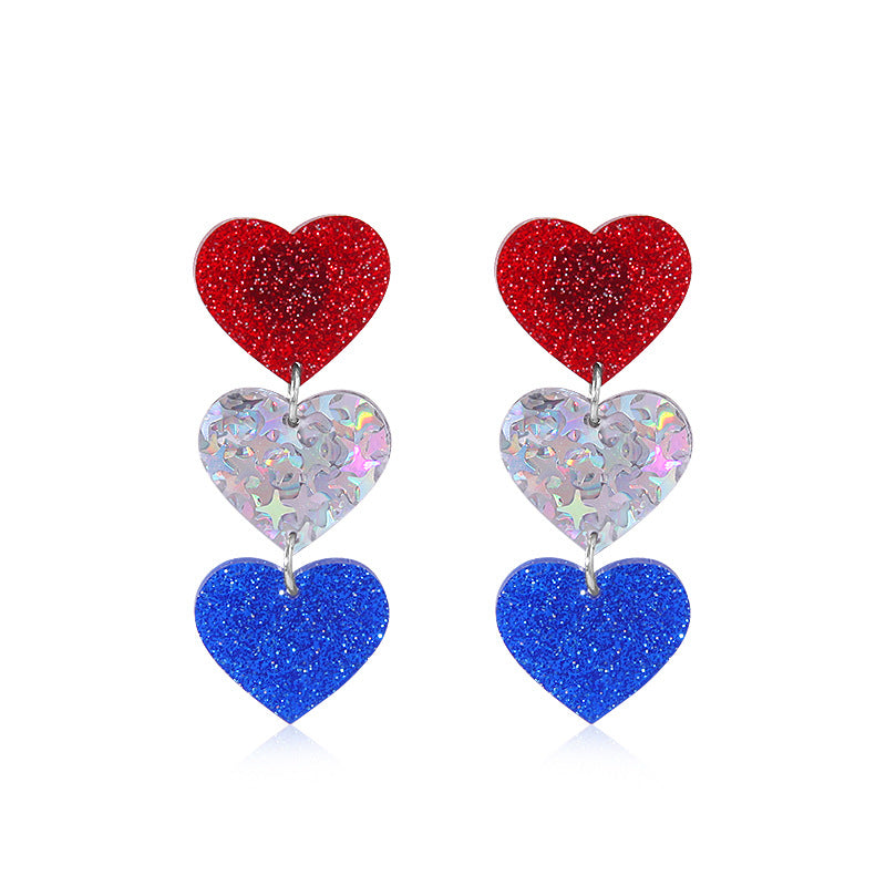 Women's star-shaped enamel earrings with USA flag motif and gold-plated fish Kalsten