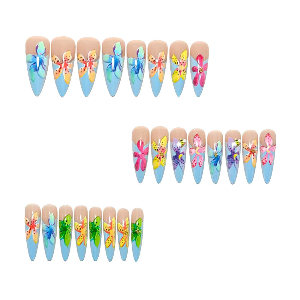 Acrylic nails with floral 3D applications Acalora