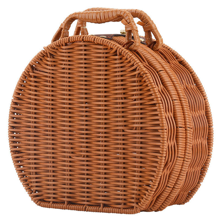 Women Round Wicker Handbag Kalsten