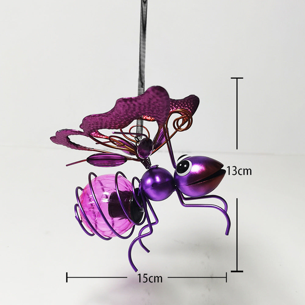 Whimsical Hanging Glass Bee Solar Garden Lantern Ornament Kalsten
