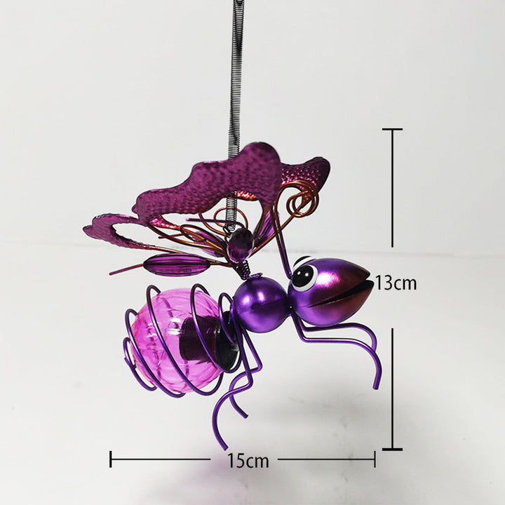 Whimsical Hanging Glass Bee Solar Garden Lantern Ornament Kalsten