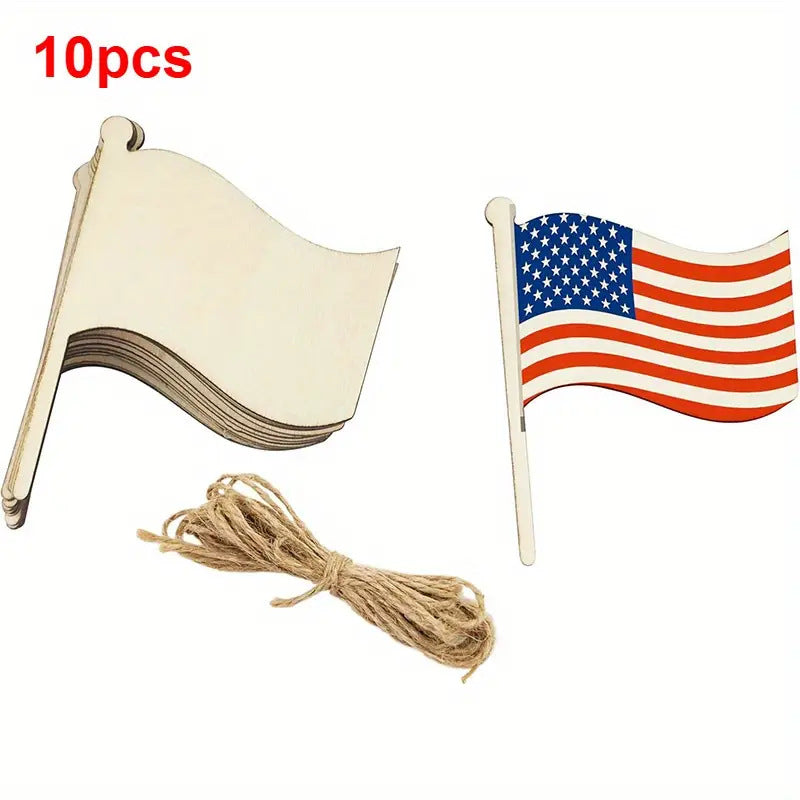 Unisex nan set made of wooden flags for painting and decorating with jute string Kalsten