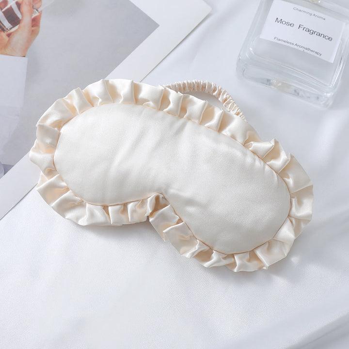 Women's nan satin-gloss eye mask with ergonomic contour, frilled ruffle edge, and gentle padding Kalsten