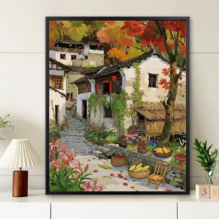 Scenic Village Landscape Art Print Kalsten
