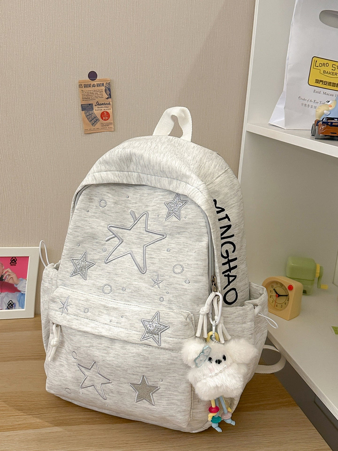 Artistic Star-Embellished School Backpack