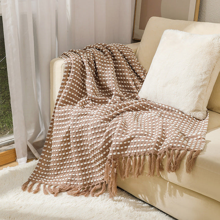 Women's Structured Throw Blanket with Fringes Kalsten