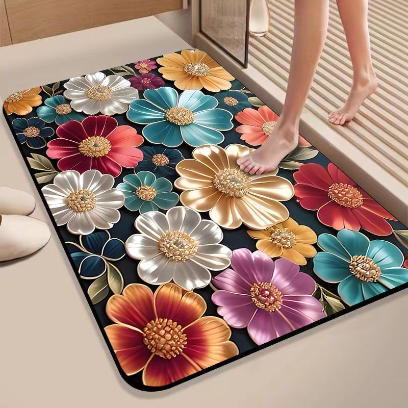 Floral Design Non-Slip Bath Mat Kalsten