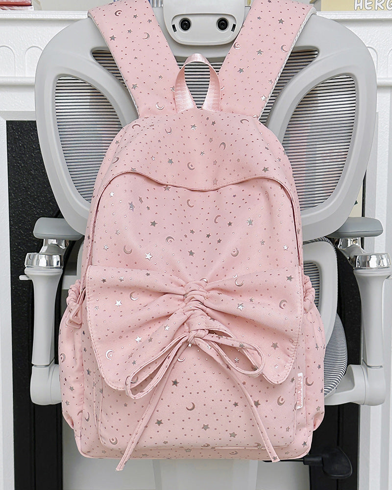 Starry Print Bow-Detail Backpack Kalsten