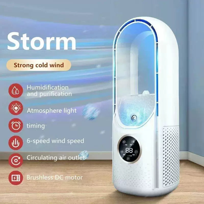 Unisex one-size bladeless evaporative tower fan and humidifier with touch LED display and brushless motor Kalsten