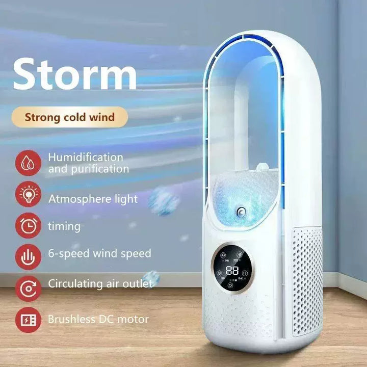 Unisex one-size bladeless evaporative tower fan and humidifier with touch LED display and brushless motor Kalsten