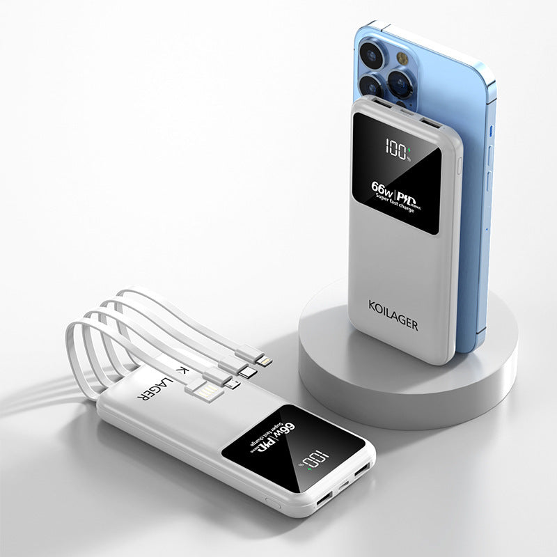 Multi-functional power bank with integrated charging cables and LCD display Kalsten