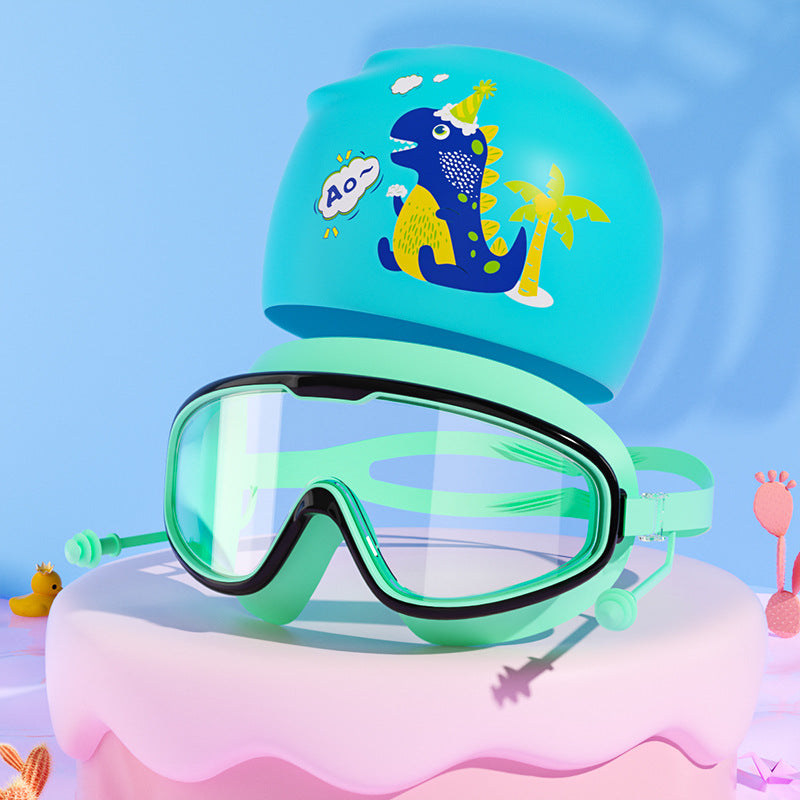 Kids Dinosaur-Themed Swim Mask and Cap Set Kalsten