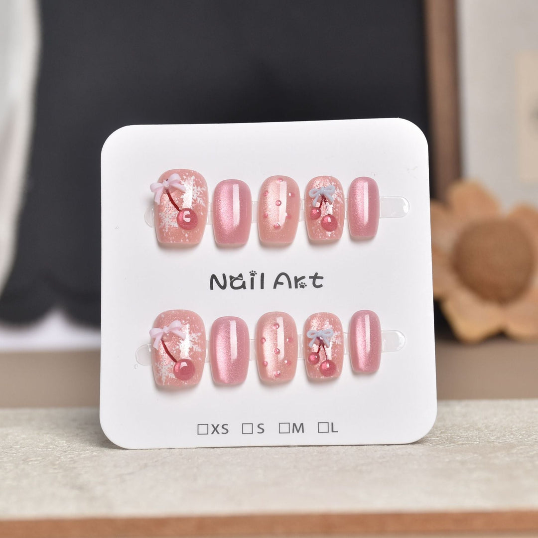 Decorative Press-On Nail Extensions with Floral Accents Kalsten