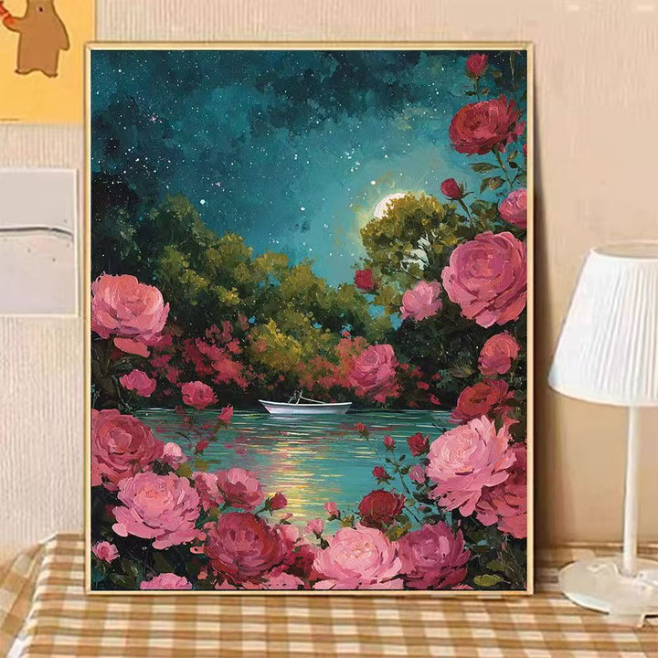 Scenic Night-time Floral Landscape Canvas Art Kalsten