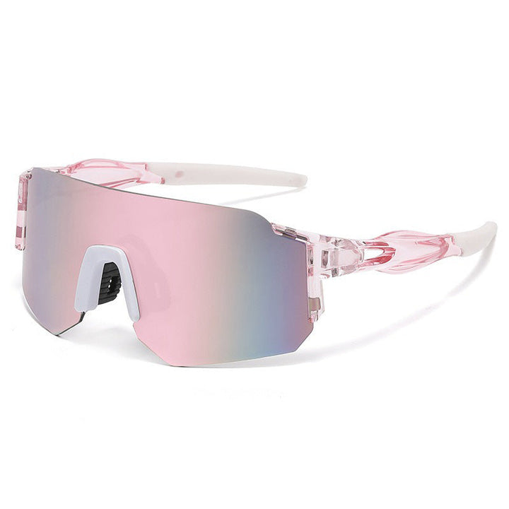 Unisex nan Wraparound sports sunglasses with mirrored one-piece visor and flexible plastic temple Kalsten