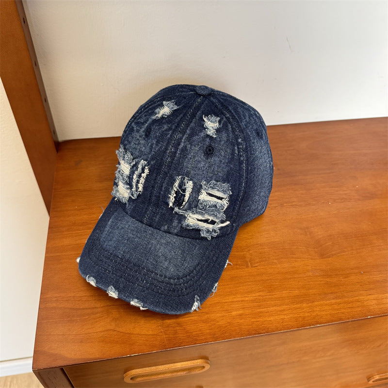 Women's Distressed Denim Adjustable Baseball Cap Kalsten