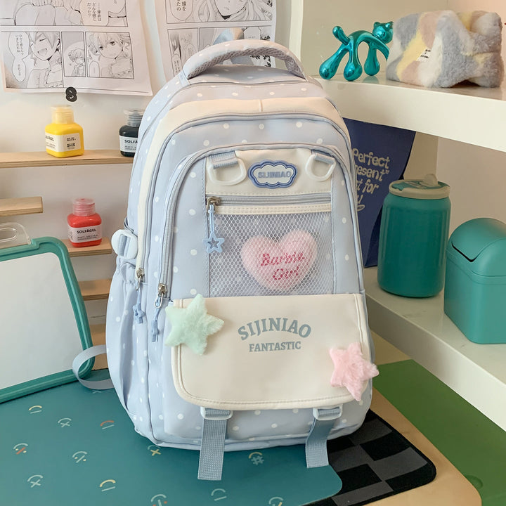 Polka Dot Multi-Compartment School Backpack