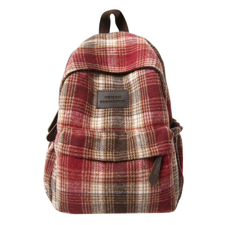 Cozy Plaid Pattern School Backpack Kalsten