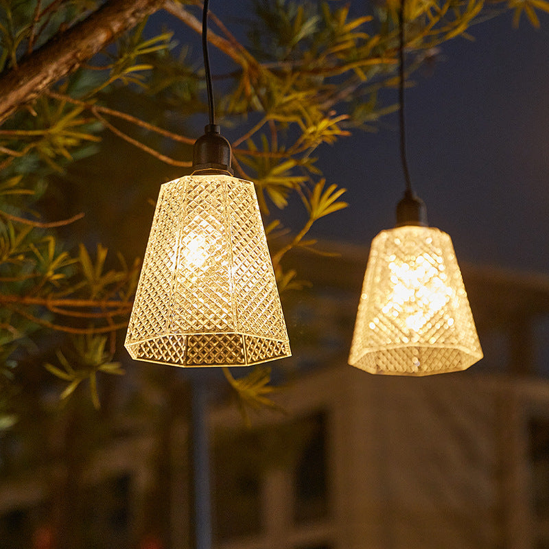Solar USB Rechargeable Textured Glass Pendant Light Kalsten