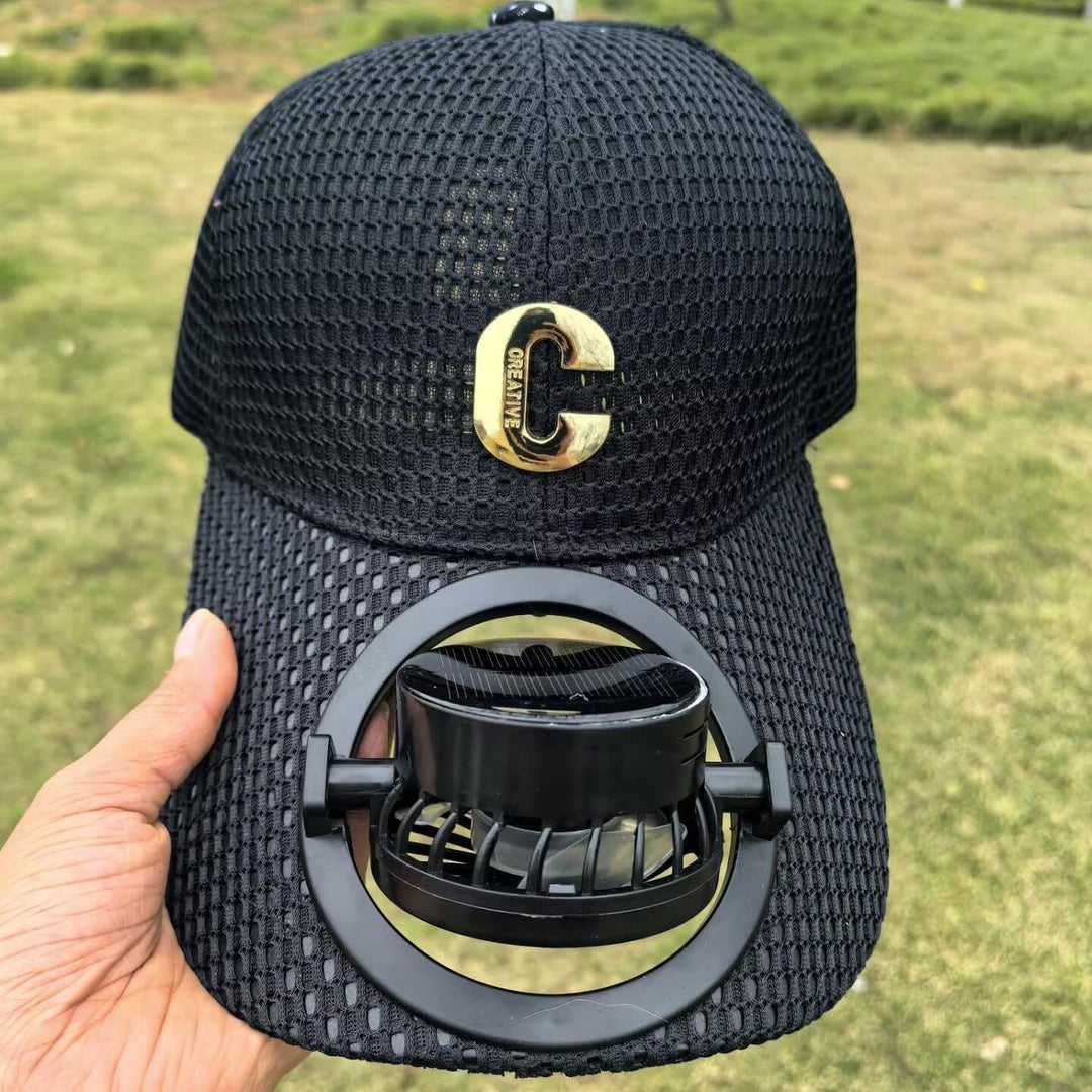 Breathable baseball cap with rechargeable fan in the visor and mesh insert Kalsten