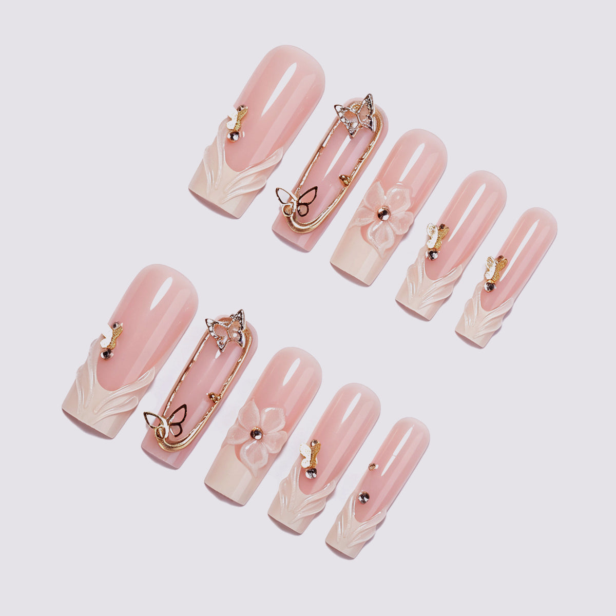 Artistic 3D Floral Press-On Nail Art Set Acalora