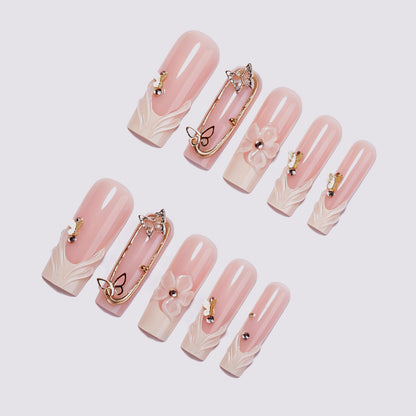 Artistic 3D Floral Press-On Nail Art Set Acalora