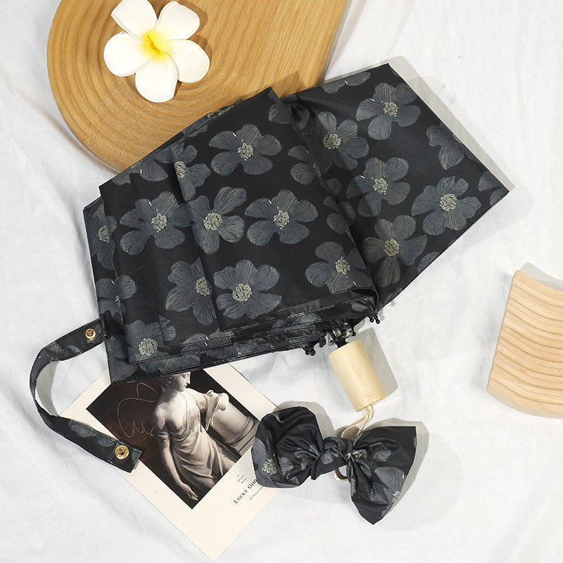 Ladies Mini Folding Umbrella with Elegant Floral Print Kalsten