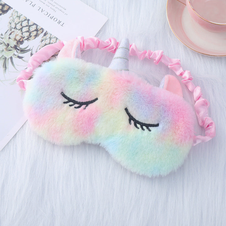 Ladies nan cozy unicorn sleep mask with embroidered eyelashes, soft plush and elastic ruffled ribbon Kalsten