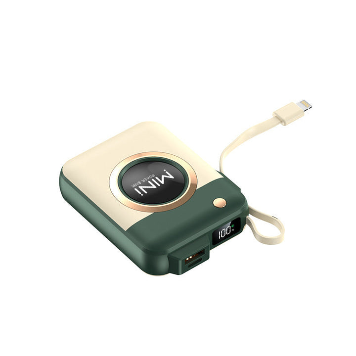 Portable Mini Power Bank with Integrated Charging Cable and Innovative Design Kalsten