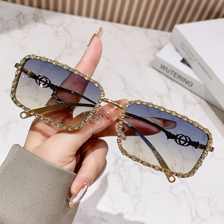 Women's elegant square sunglasses with luxurious rhinestone frame Kalsten