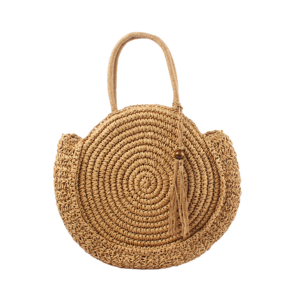 Round basket bag with elegant tassel Kalsten