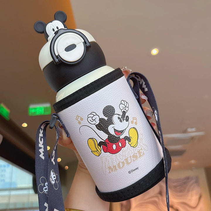 Women's Insulated Water Bottle with Cute Rabbit Design and Practical Carry Strap Kalsten