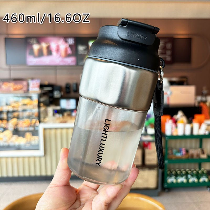 Women insulated drinking bottle with non-slip silicone ring and integrated straw Kalsten
