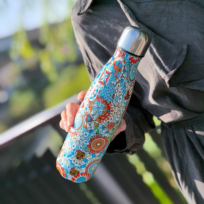 Unisex double-walled insulated bottle made of stainless steel with vacuum insulation and leak-proof screw cap Kalsten