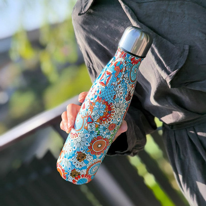 Unisex double-walled insulated bottle made of stainless steel with vacuum insulation and leak-proof screw cap Kalsten