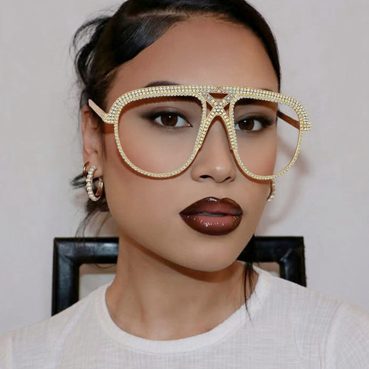 Women's Glamorous oversized Sunglasses with sparkling Crystal frame Kalsten