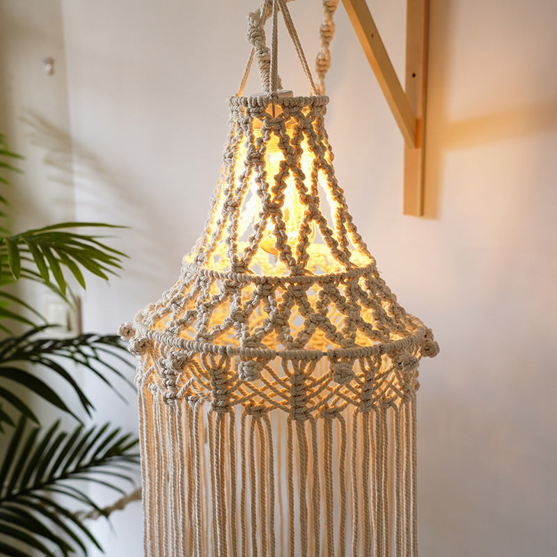 Macrame Hanging Light Fixture Acalora