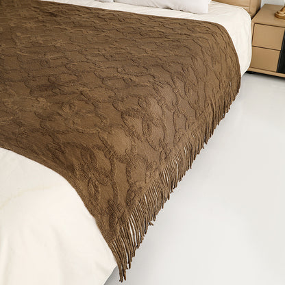 Unisex Textured Fringe Throw Blanket