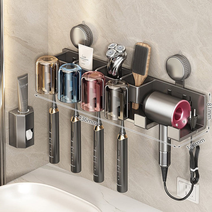 Wall-Mounted Hair Tool Organizer with Storage Compartment Kalsten