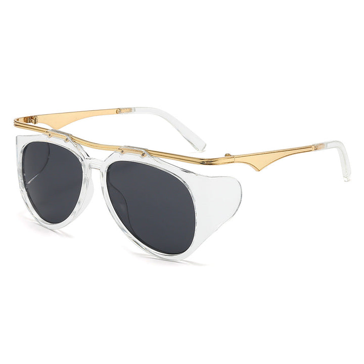 Ladies Fashion Sport Sunglasses with Oversized Frame and Golden Accents Kalsten
